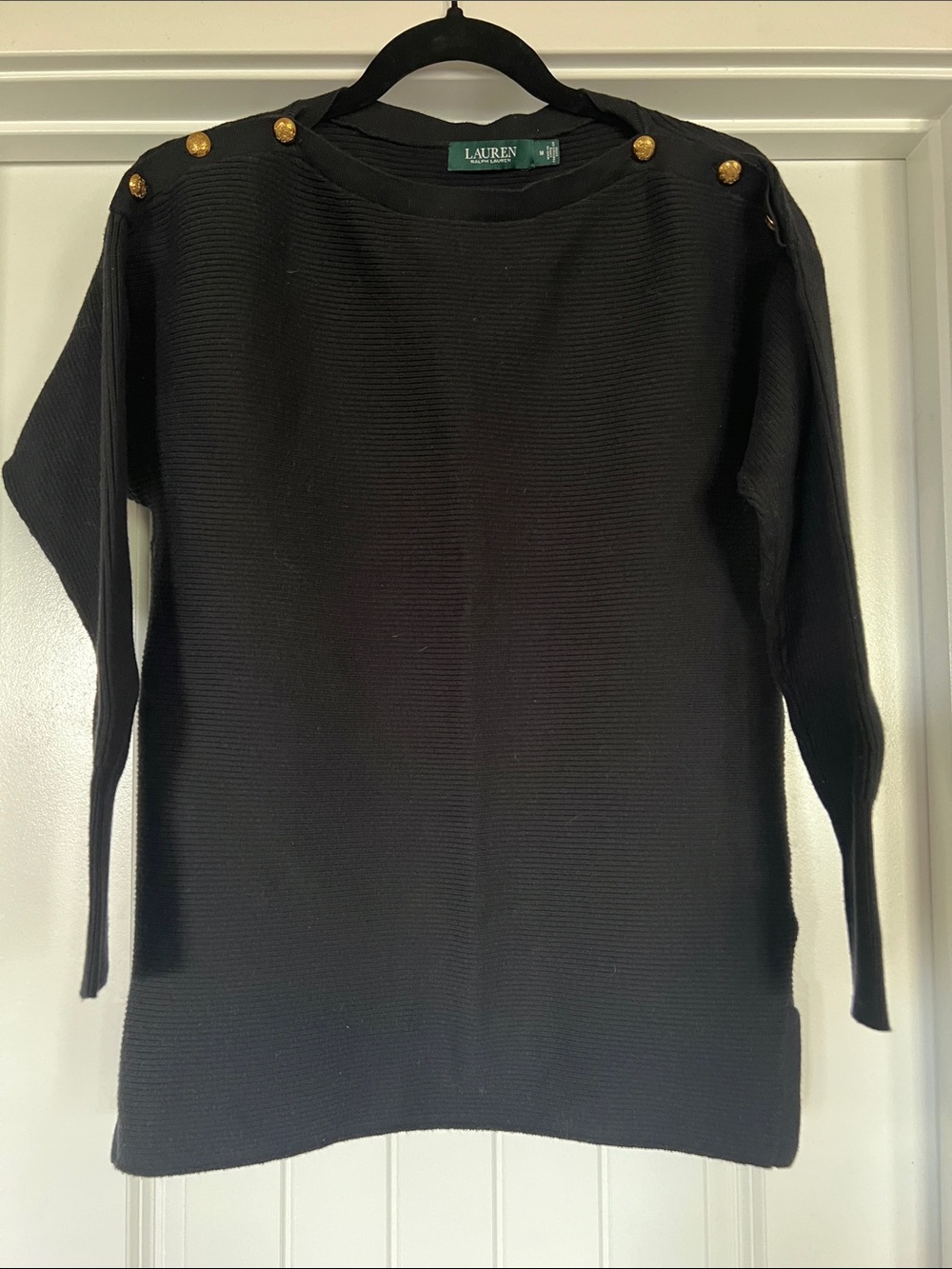 Lauren Ralph Lauren Black Horizontal Ribbed Sweater